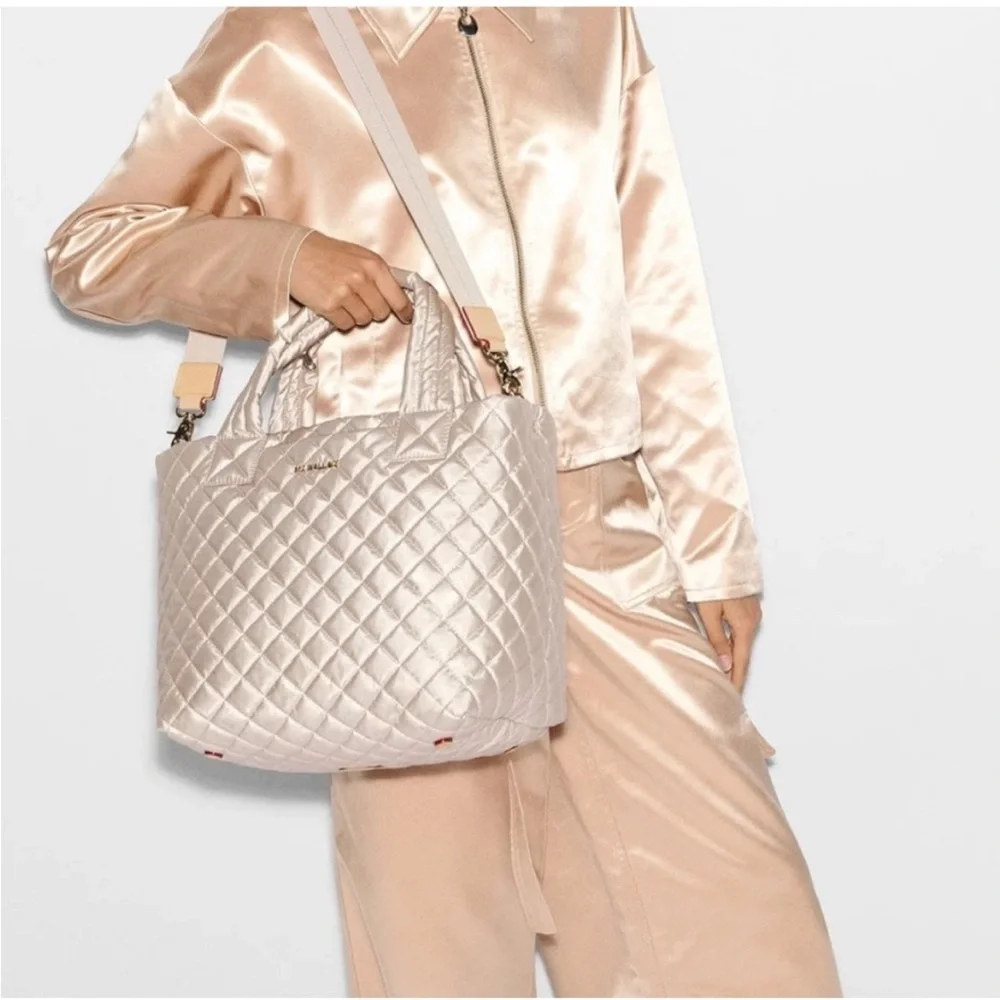 MZ Wallace Pale Rose Gold Metallic Small Metro Tote Deluxe - NEW w TAGS - Picture 9 of 16